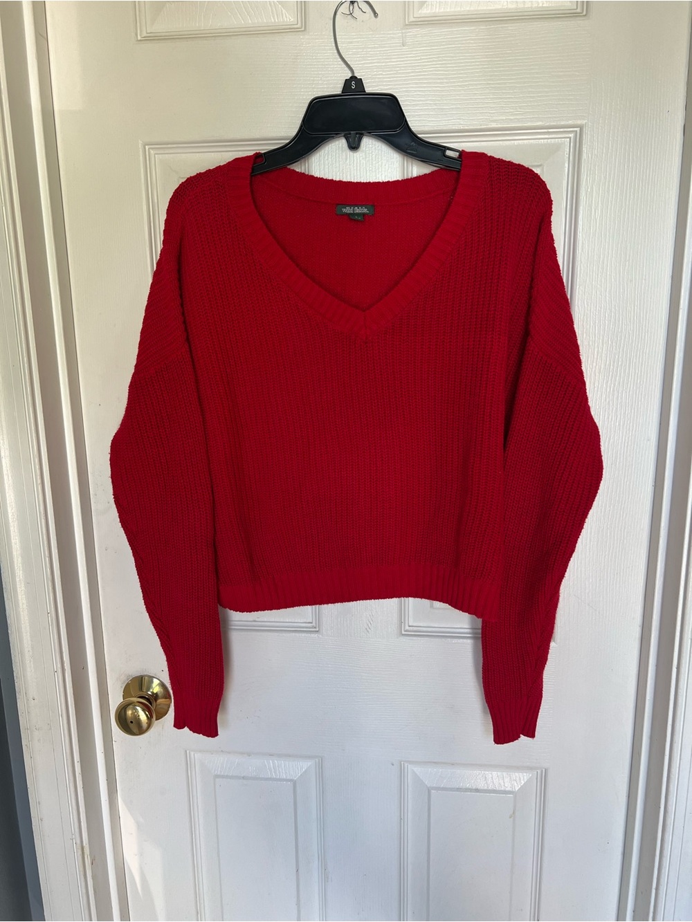 Red V-Neck Women's Sweater